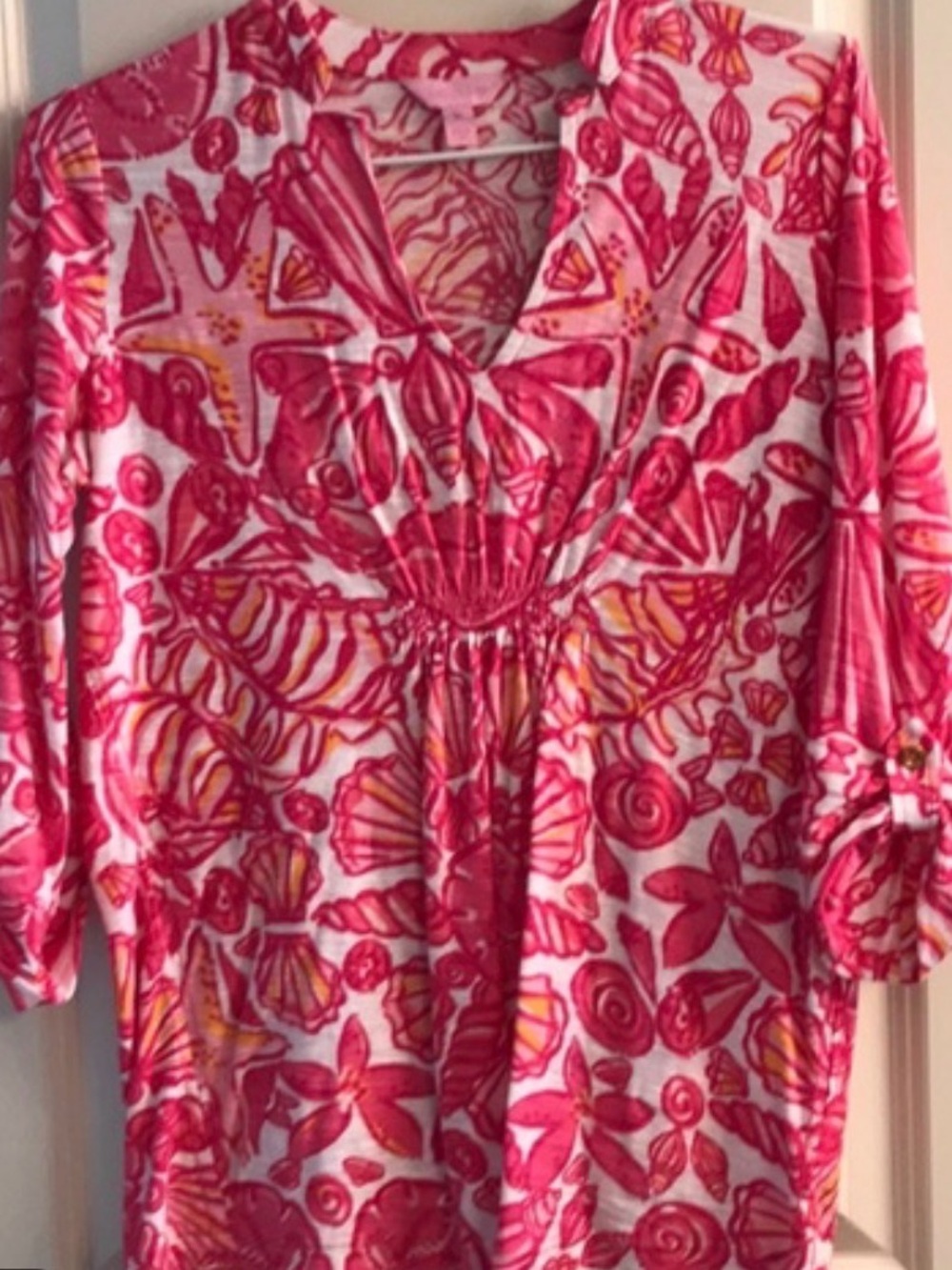 Hotty Pink Sailors Valentine Lilly Pulitzer Top 100% cotton small